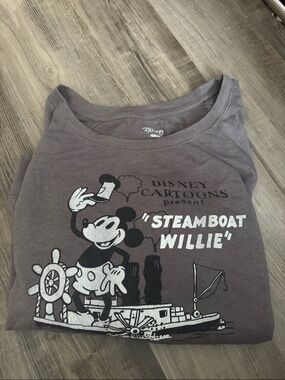 Disney Steamboat Willie Graphic Crewneck - Gray
